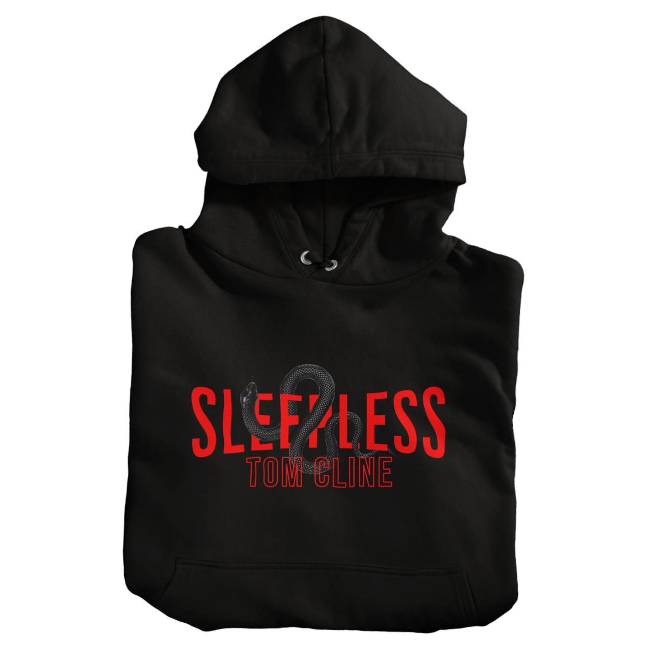 Sleepless - Hoodie in black, featuring front graphic design and adjustable hood.