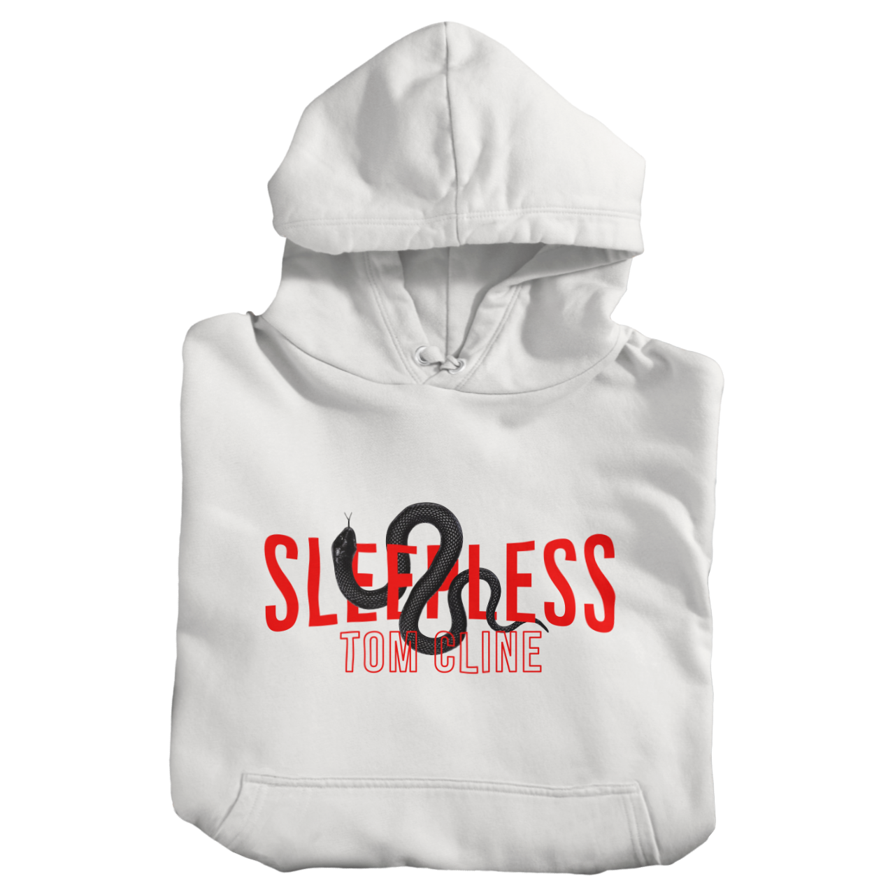 Sleepless - Hoodie featuring a snake design and text by Tom Cline, perfect for an oversized fit style.